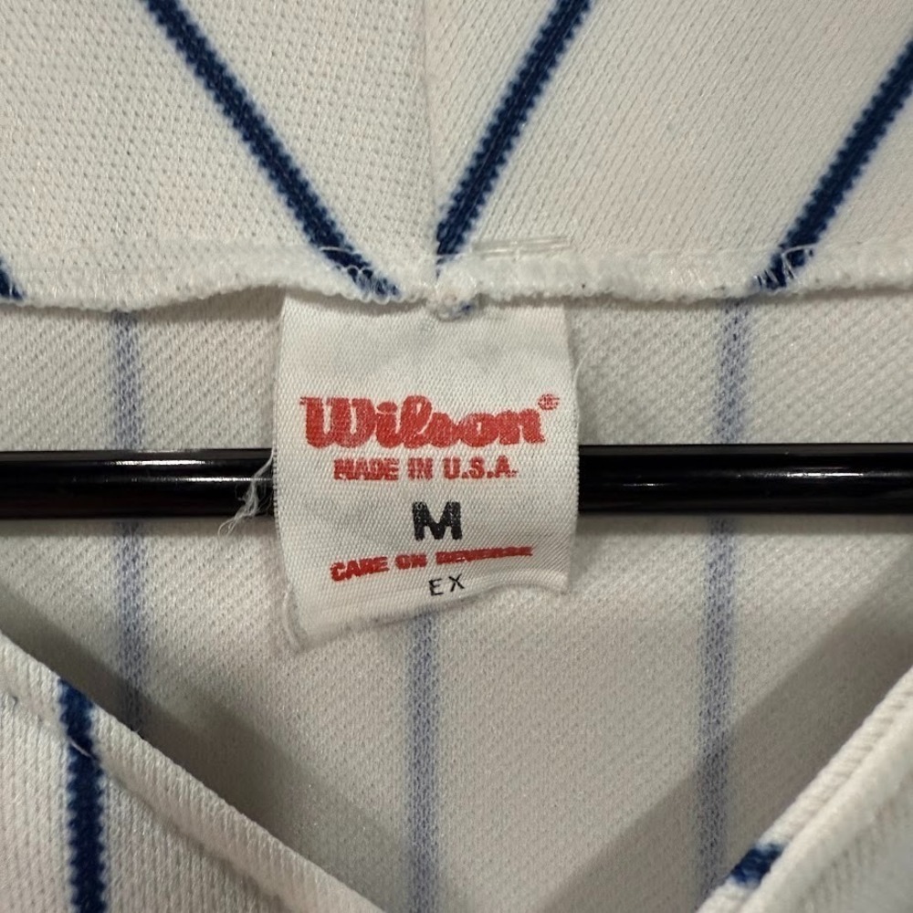 Vintage New York Yankees Jersey Men's M White Pinstripe Wilson MLB Made In USA - Picture 3 of 5